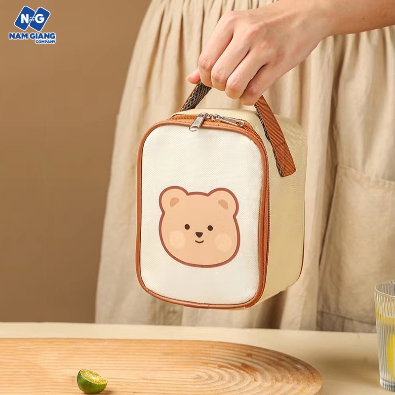 Bình ủ cháo inox 304 hình gấu tặng kèm túi giữ nhiệt