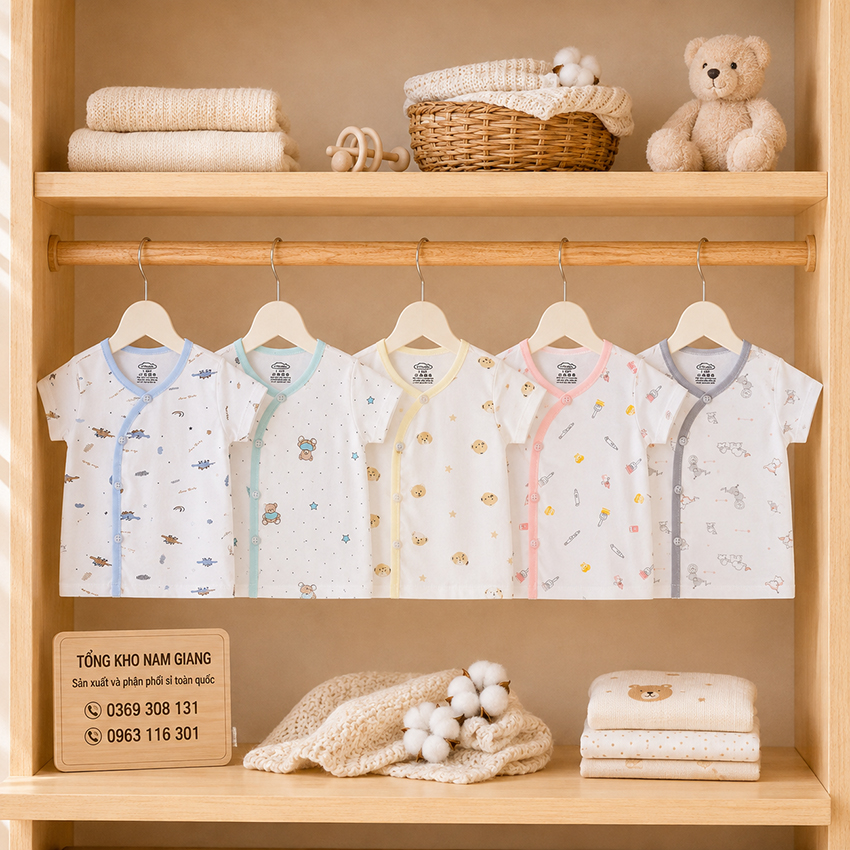 Áo cộc sơ sinh Petit VTKids cài lệch VTAC8