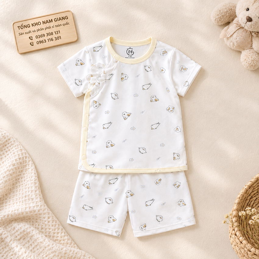 Bộ cộc sơ sinh thun lạnh HG cài lệch HGBC9