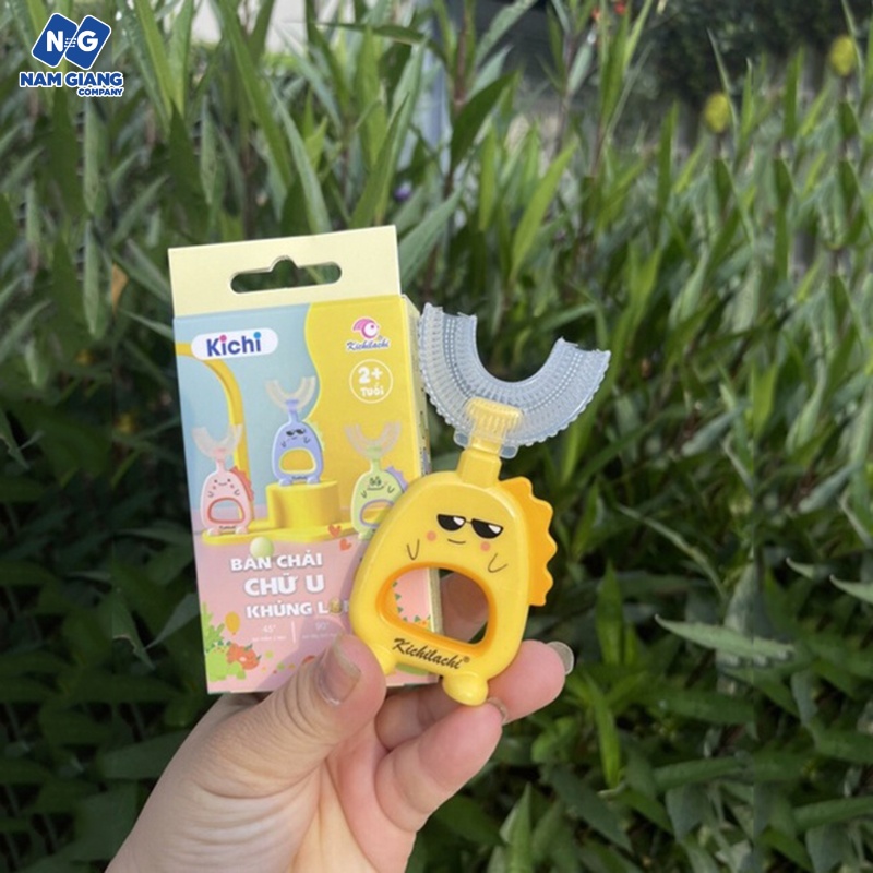 Bàn chải chữ U kichi khủng long silicon(có hộp)