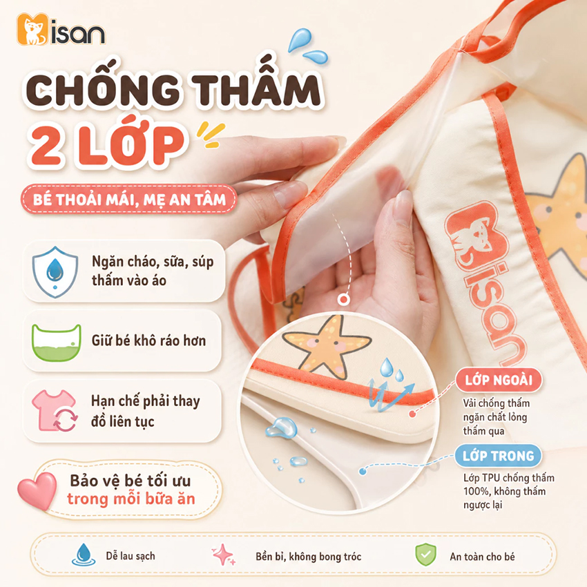 Yếm áo ăn dặm Misan tay ngắn
