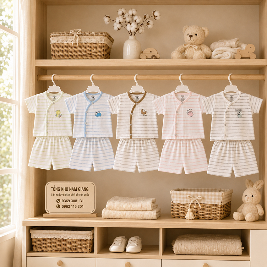 Bộ cộc sơ sinh Petit VTKids cài lệch VTBC25