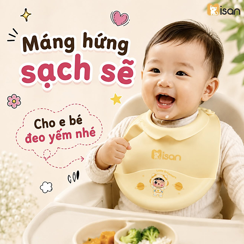 Yếm ăn dặm silicon Misan Little Dreamers