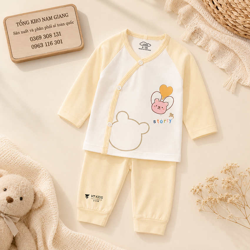 Bộ dài sơ sinh petit VTKids cài lệch VTBD3