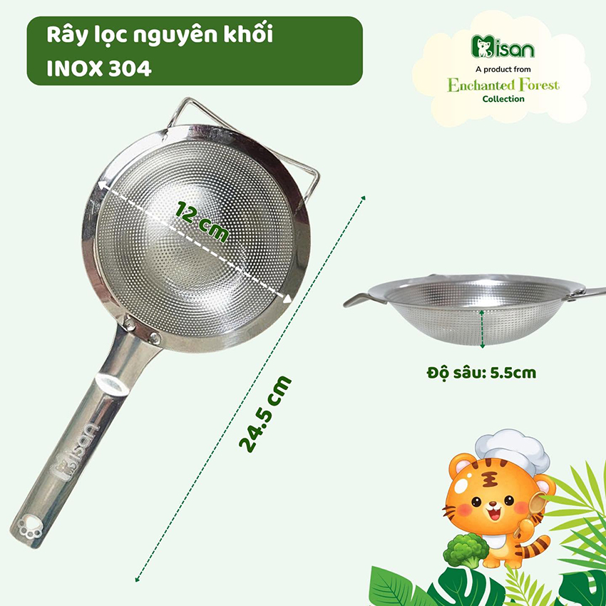 Rây lọc cháo inox 304 nguyên khối Misan