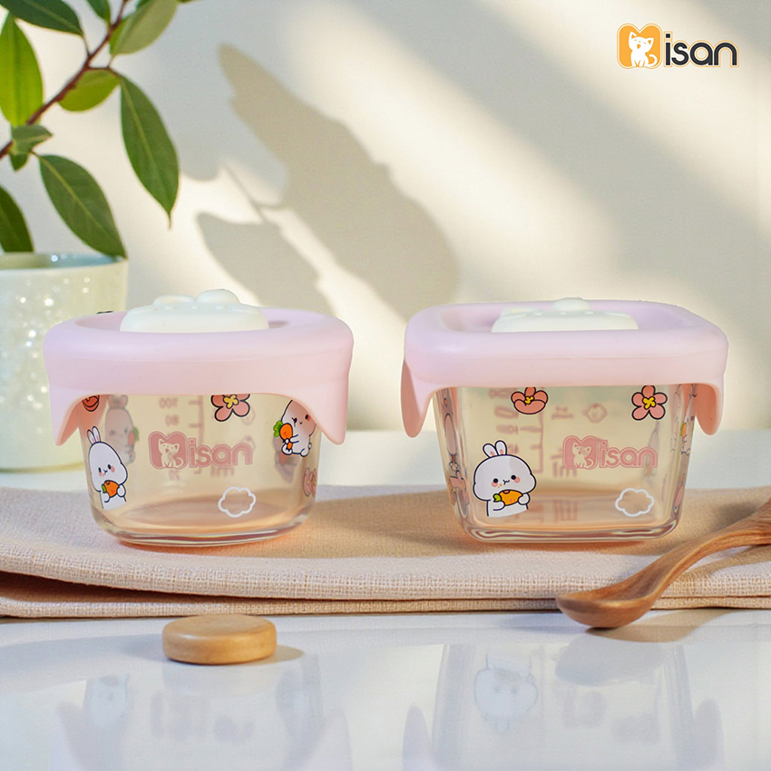 Sét 3 hũ thủy tinh Misan nắp silicon họa tiết