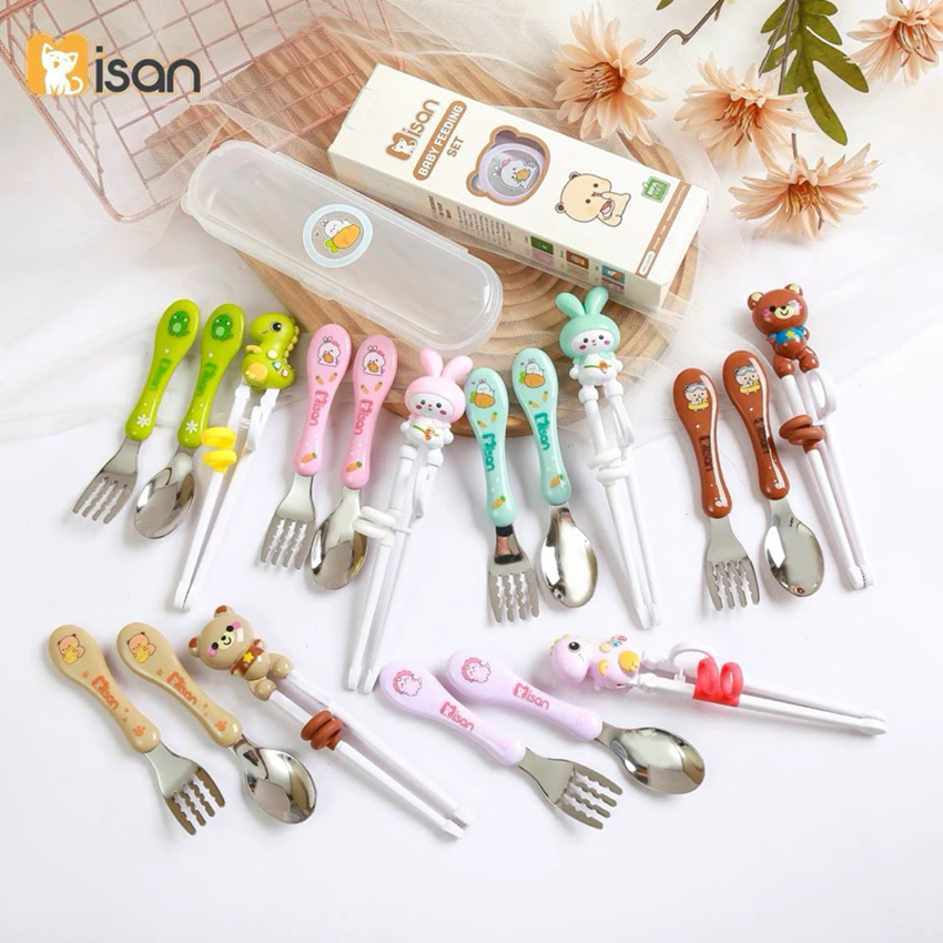 Sét thìa dĩa đũa ăn dặm Misan (có hộp)