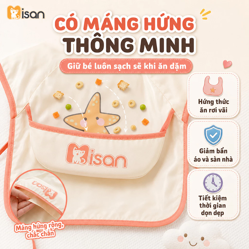 Yếm áo ăn dặm Misan tay ngắn