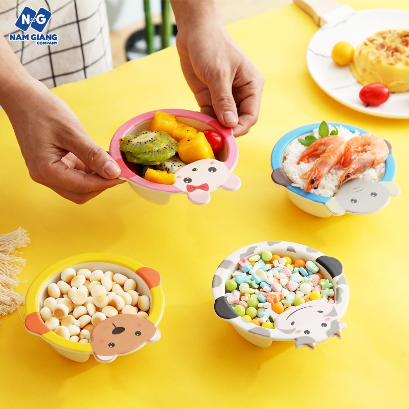 Bát ăn dặm sợi tre hình thú an toàn cho bé
