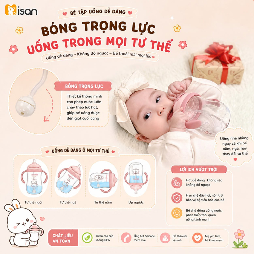 Bình nước tập hút Tritan Misan 300ml