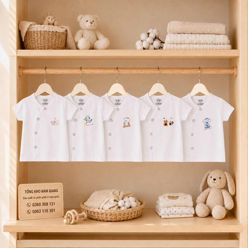 Áo cộc sơ sinh thun lạnh VTKids cài chéo VTAC7