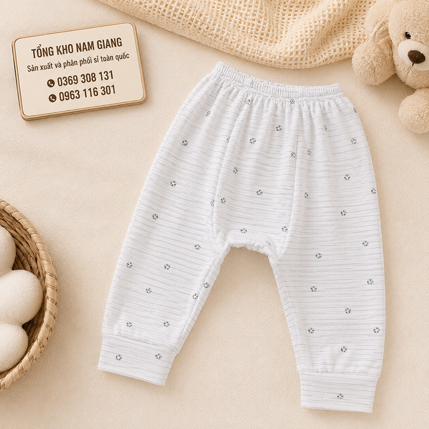 Quần dài sơ sinh thun lạnh VTKids đáp đũng VTQD7