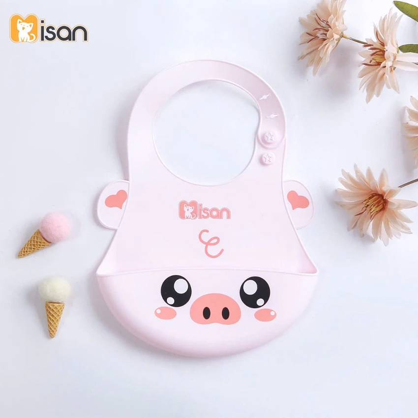 Yếm ăn dặm silicon Misan hình thú