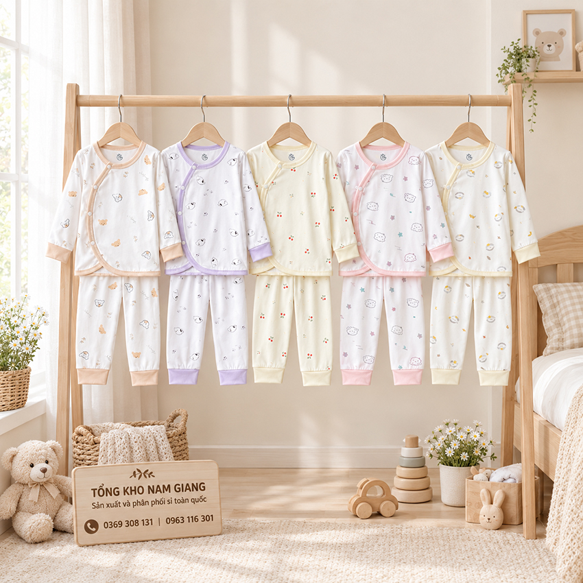 Bộ dài sơ sinh thun lạnh HG cài lệch HGBD8