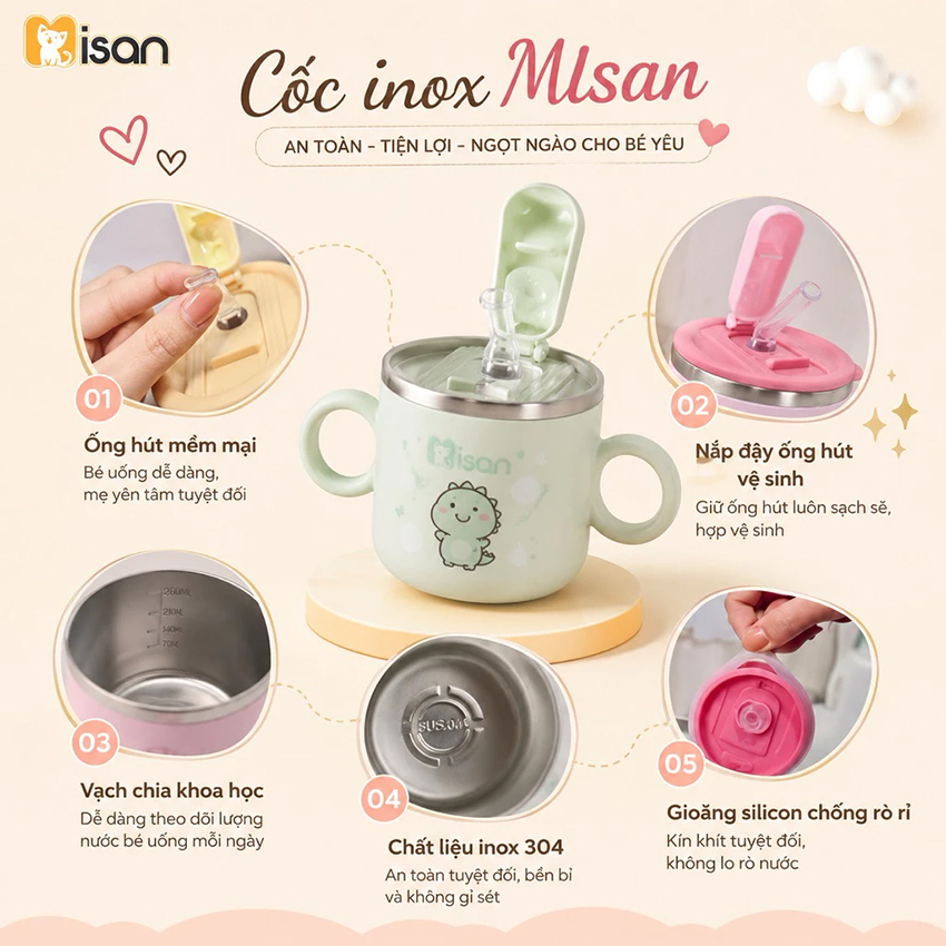 Cốc tập uống inox Misan