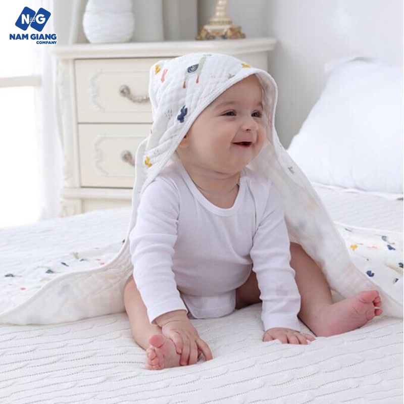 Choàng xô có mũ sợi tre muslin