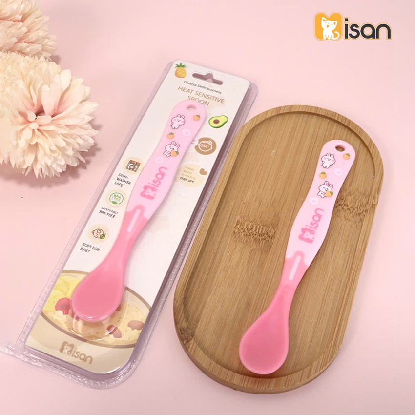 Thìa ăn dặm silicon misan báo nóng cảm biến nhiệt