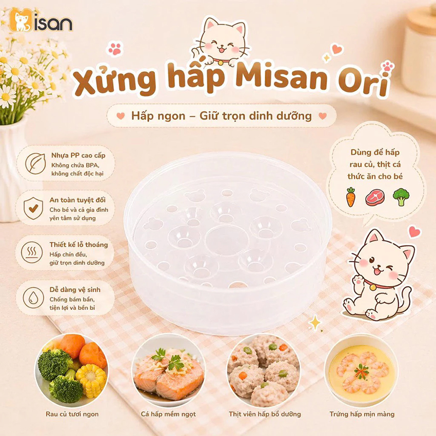 Nồi nấu cháo chậm Misan 1l tặng nồng hấp