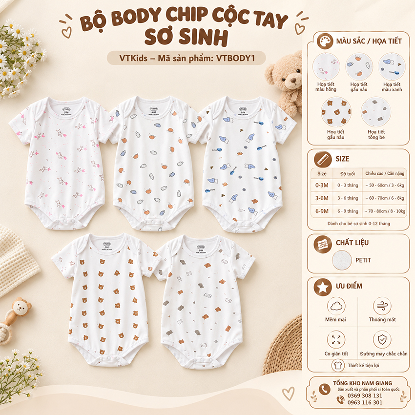 Body chíp cộc tay petit VTKids VTBODY1