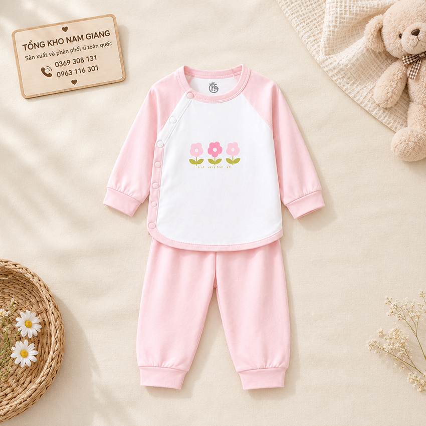 Bộ dài sơ sinh thun lạnh HG cài lệch HGBD6