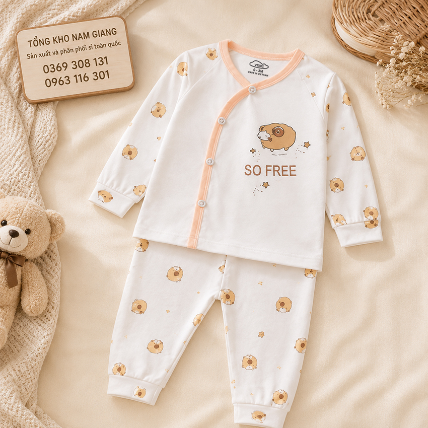 Bộ dài sơ sinh petit VTKids cài lệch VTBD5