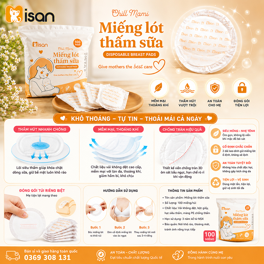 Miếng lót thấm sữa Misan 100 miếng