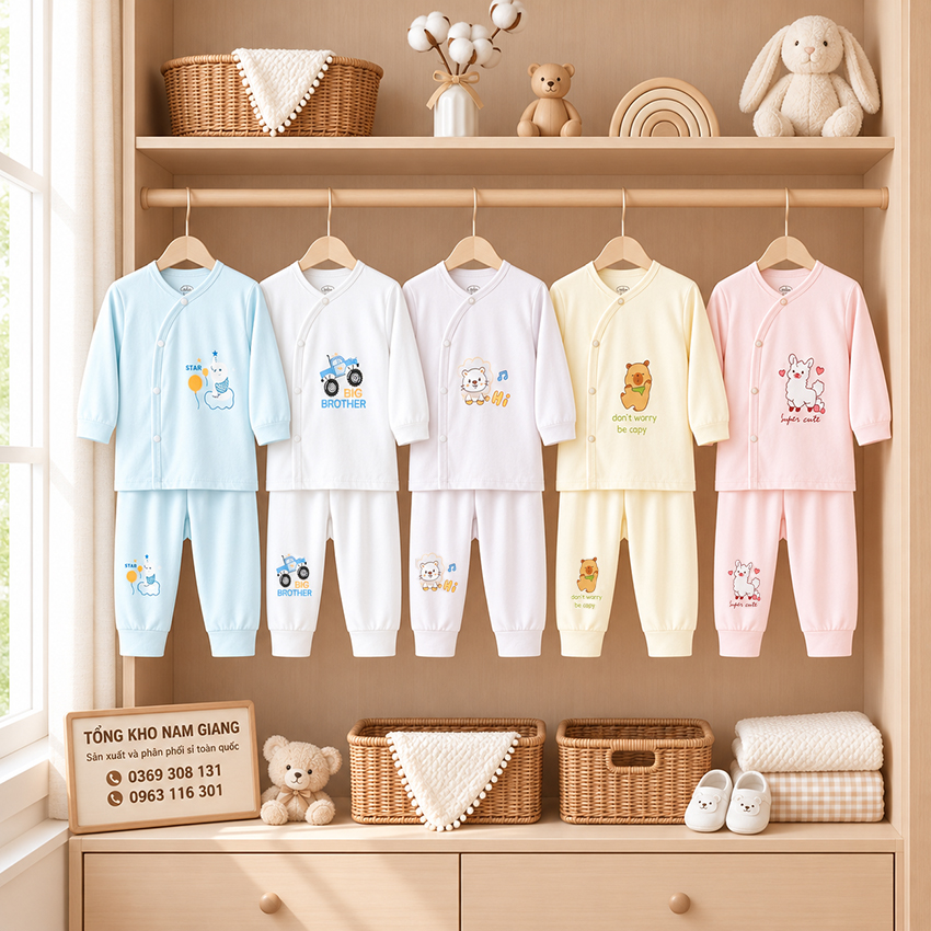 Bộ dài sơ sinh petit VTKids cài lệch VTBD10