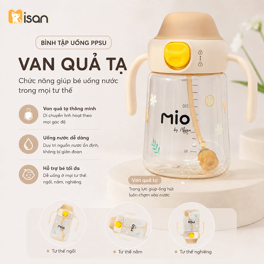 Bình nước tập hút MIO ppsu Misan 350ml