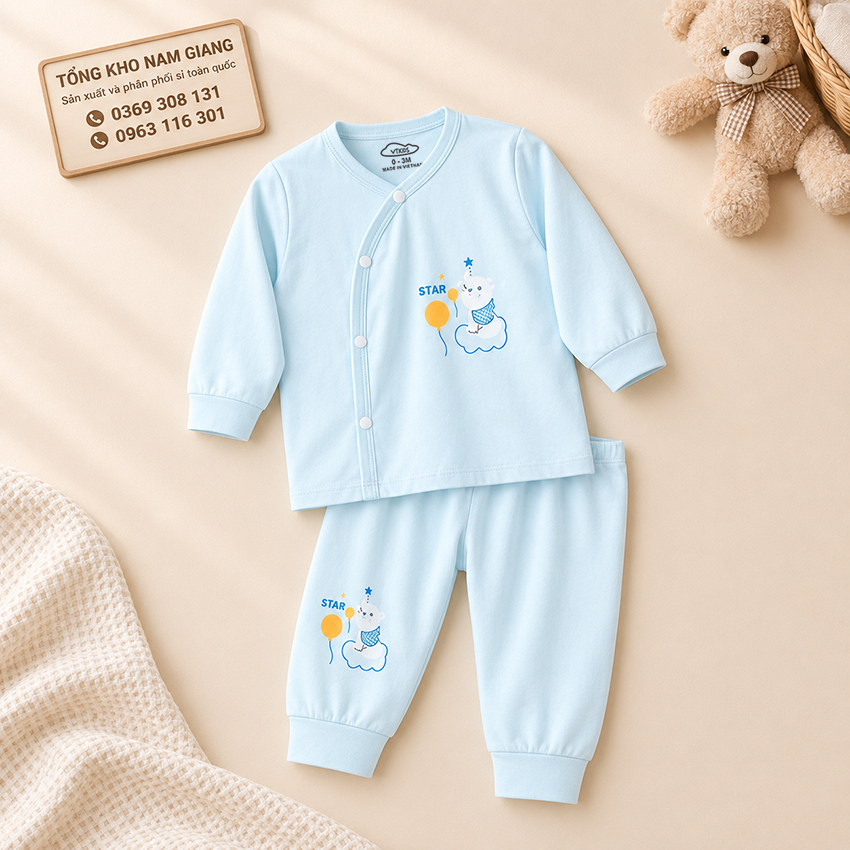 Bộ dài sơ sinh petit VTKids cài lệch VTBD10