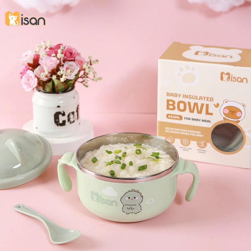 Bát ăn dặm inox 304 Misan kèm thìa, nắp đậy