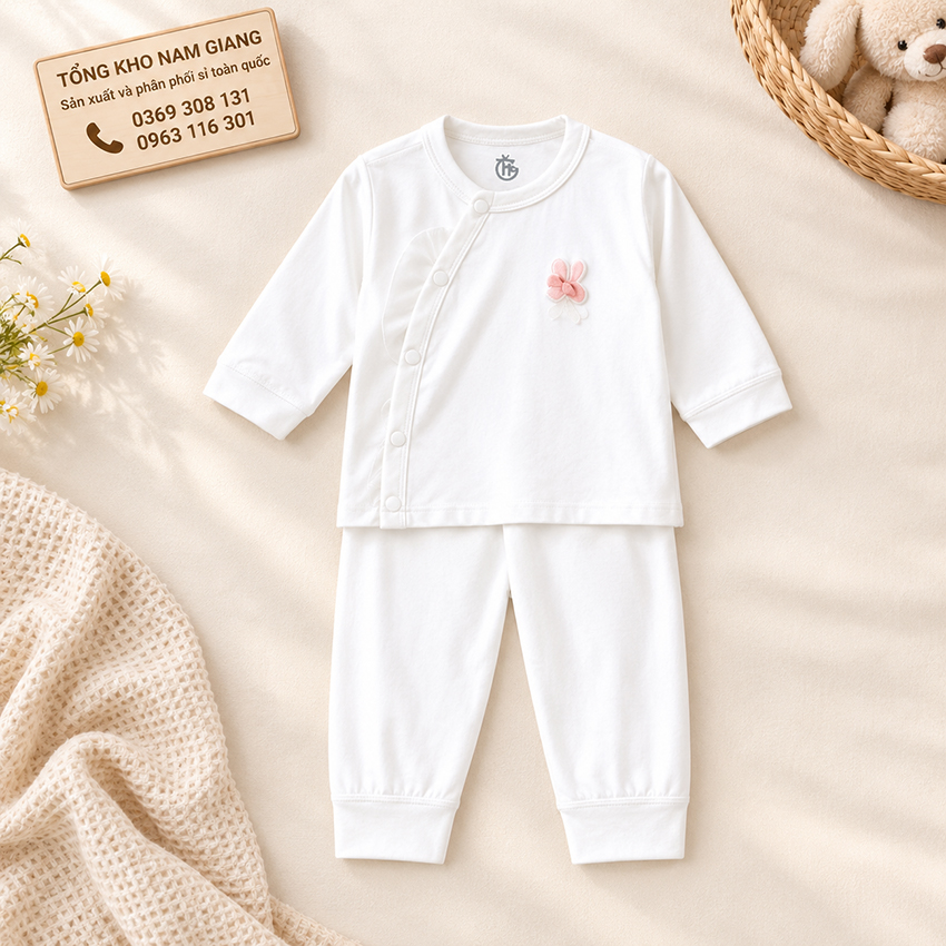 Bộ dài sơ sinh thun lạnh HG cài lệch HGBD15