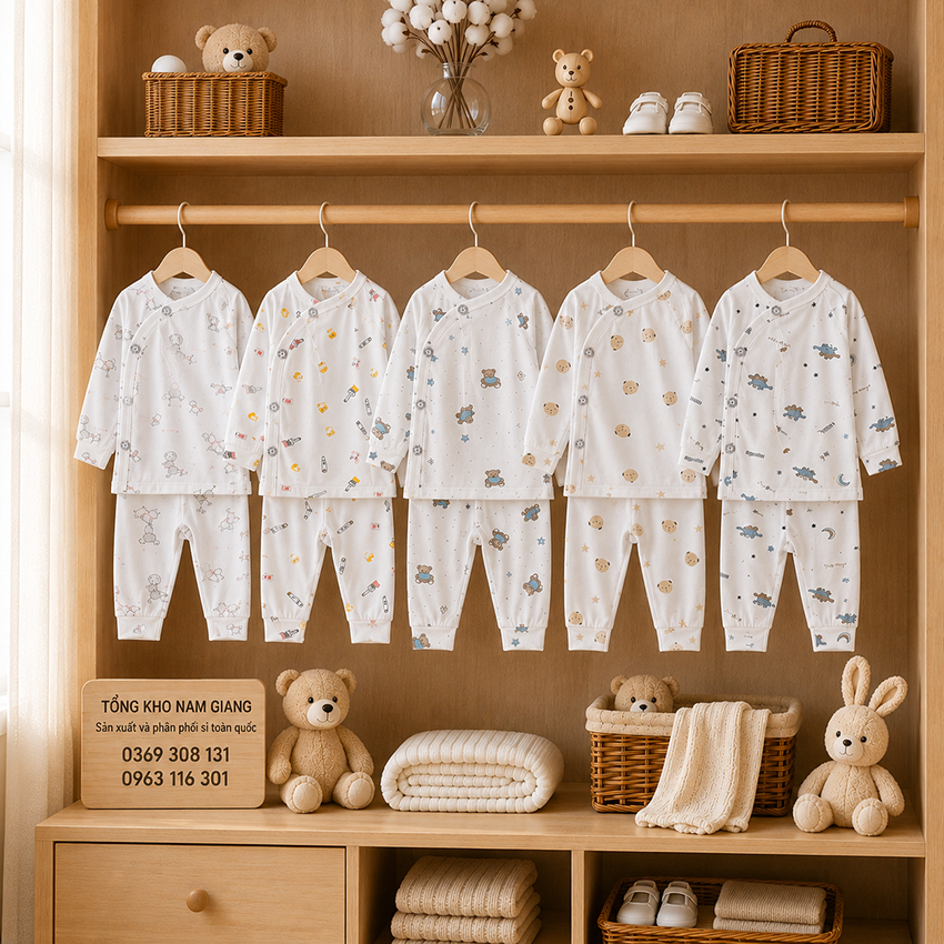 Bộ dài sơ sinh petit VTKids cài lệch VTBD6