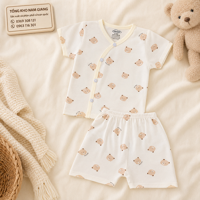 Bộ cộc sơ sinh Petit VTKids cài lệch VTBC20