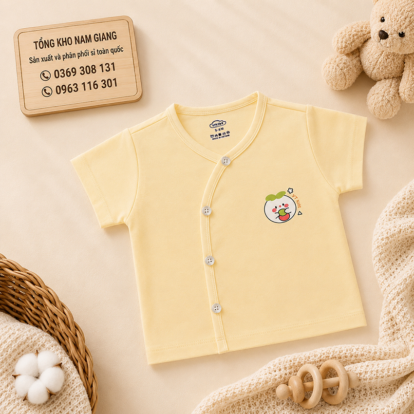 Áo cộc sơ sinh Petit VTKids cài lệch VTAC9