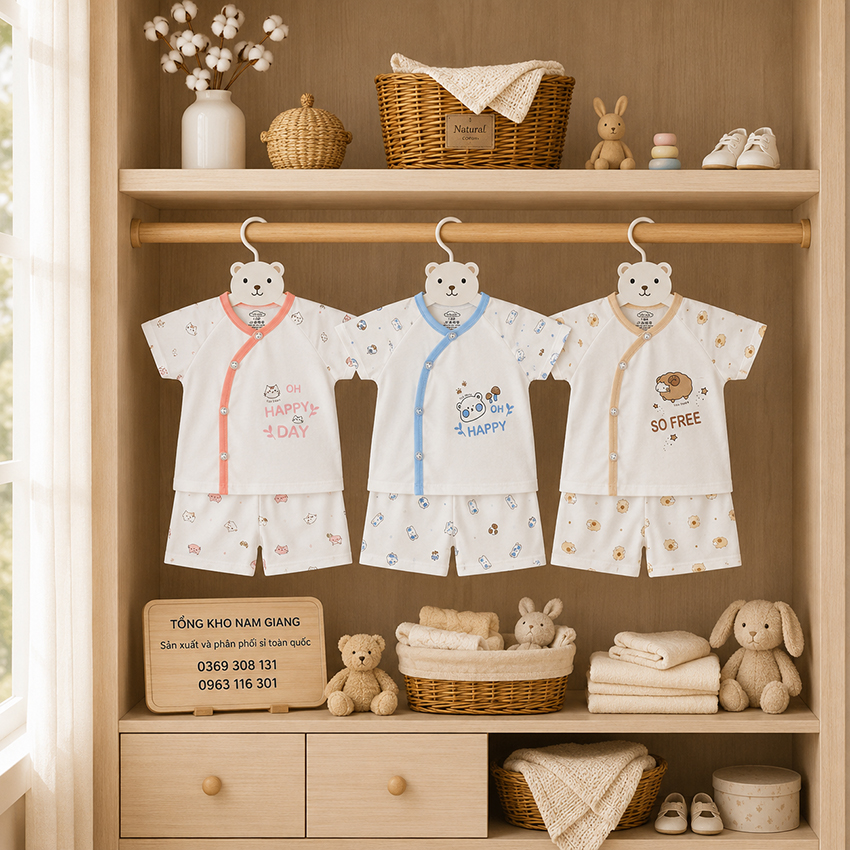 Bộ cộc sơ sinh Petit VTKids cài lệch VTBC29