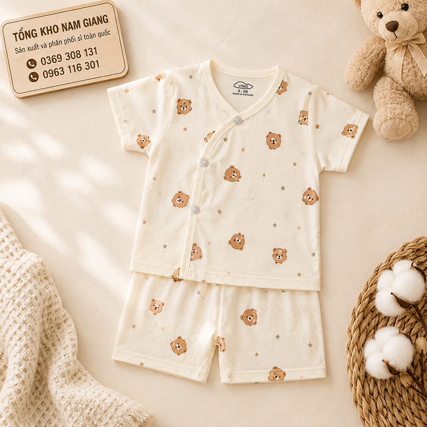 Bộ cộc sơ sinh Petit VTKids cài lệch VTBC27