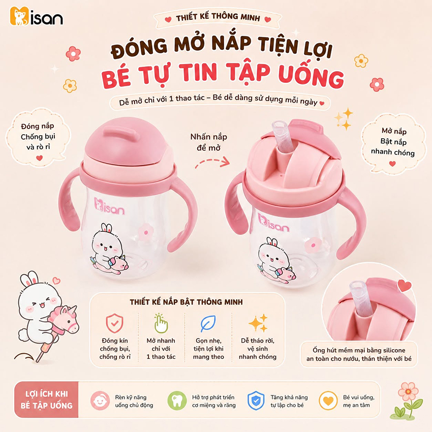Bình nước tập hút Tritan Misan 300ml
