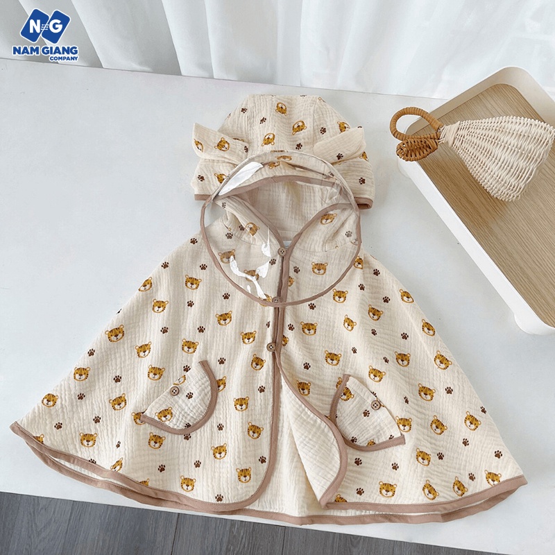 Áo choàng chống nắng, gió trẻ em kèm tấm chắn tháo rời