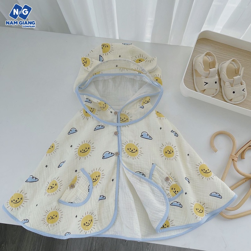 Áo choàng chống nắng, gió trẻ em kèm tấm chắn tháo rời