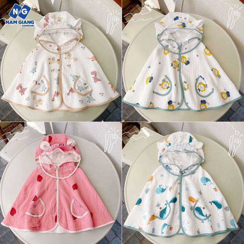 Áo choàng chống nắng, gió trẻ em kèm tấm chắn tháo rời