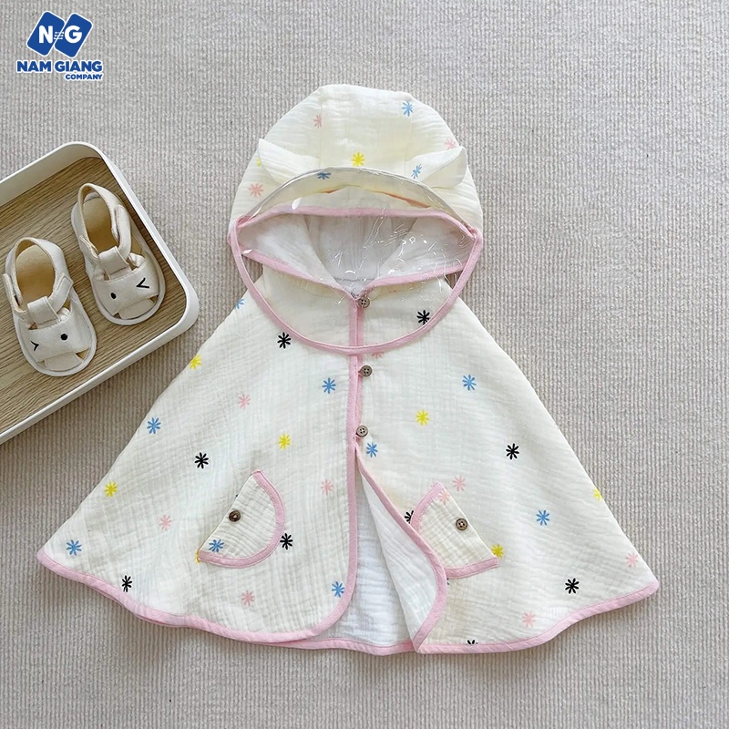 Áo choàng chống nắng, gió trẻ em kèm tấm chắn tháo rời