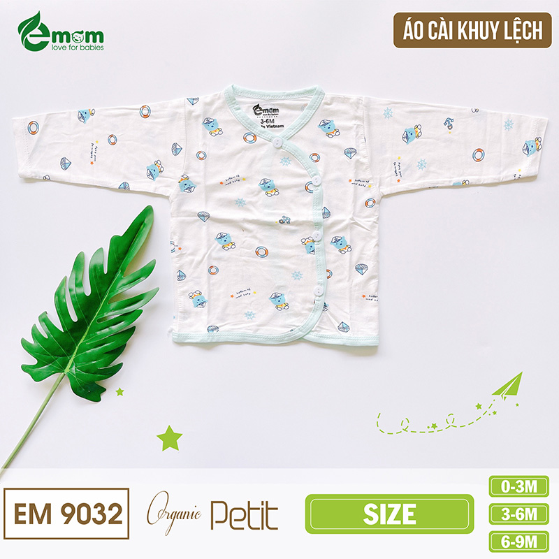 Áo dài tay cài lệch EMOM sợi petit