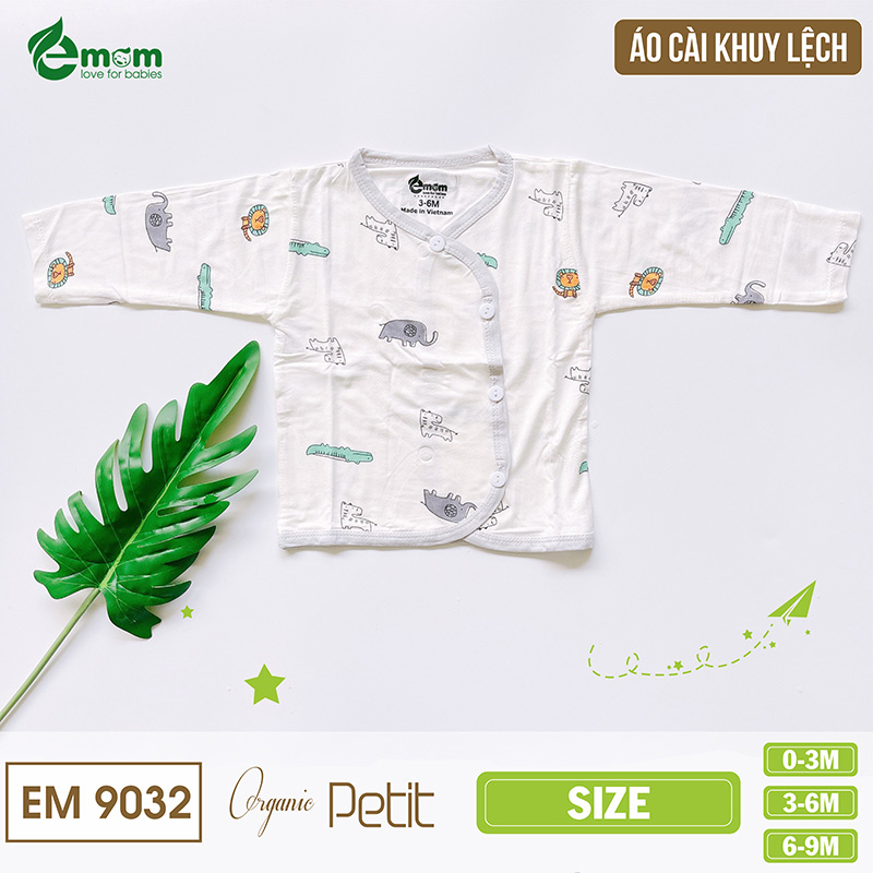 Áo dài tay cài lệch EMOM sợi petit