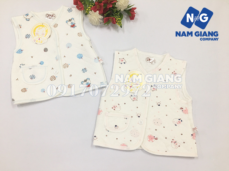 Áo gile bông trắng in hình