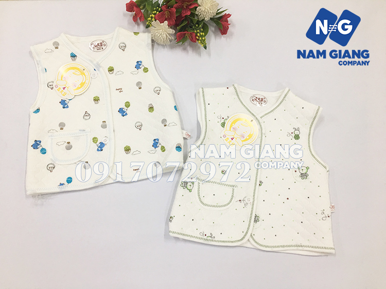Áo gile bông trắng in hình