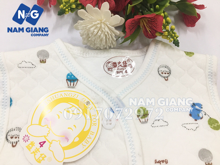 Áo gile bông trắng in hình