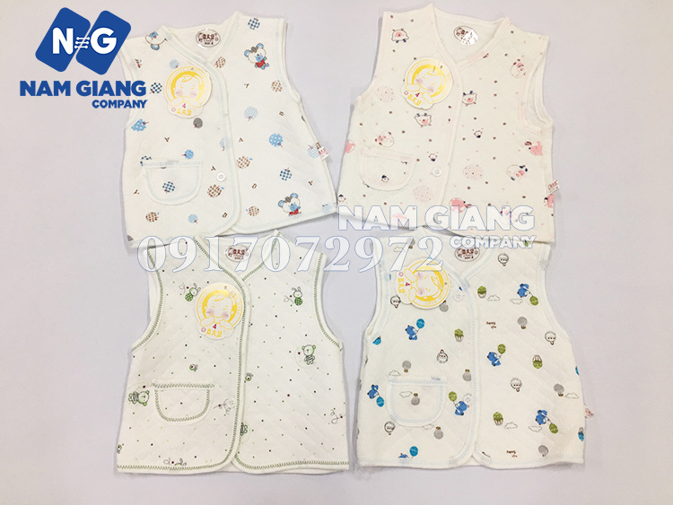 Áo gile bông trắng in hình