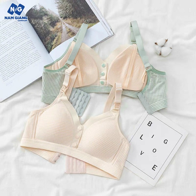 Áo lót bầu cho con bú chống chảy xệ kẻ caro