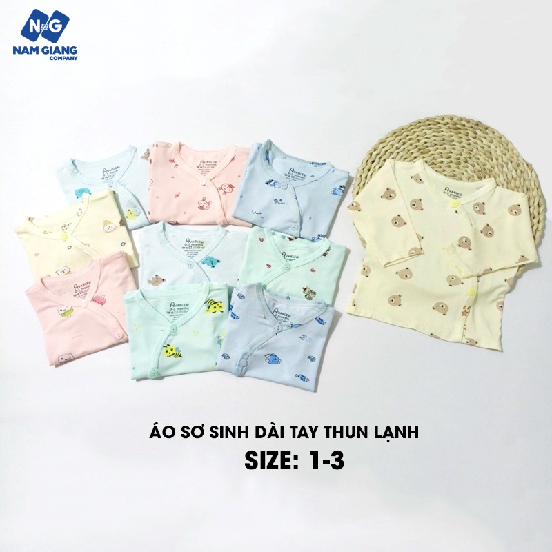 Áo sơ sinh dài thun lạnh Avarler màu in hình