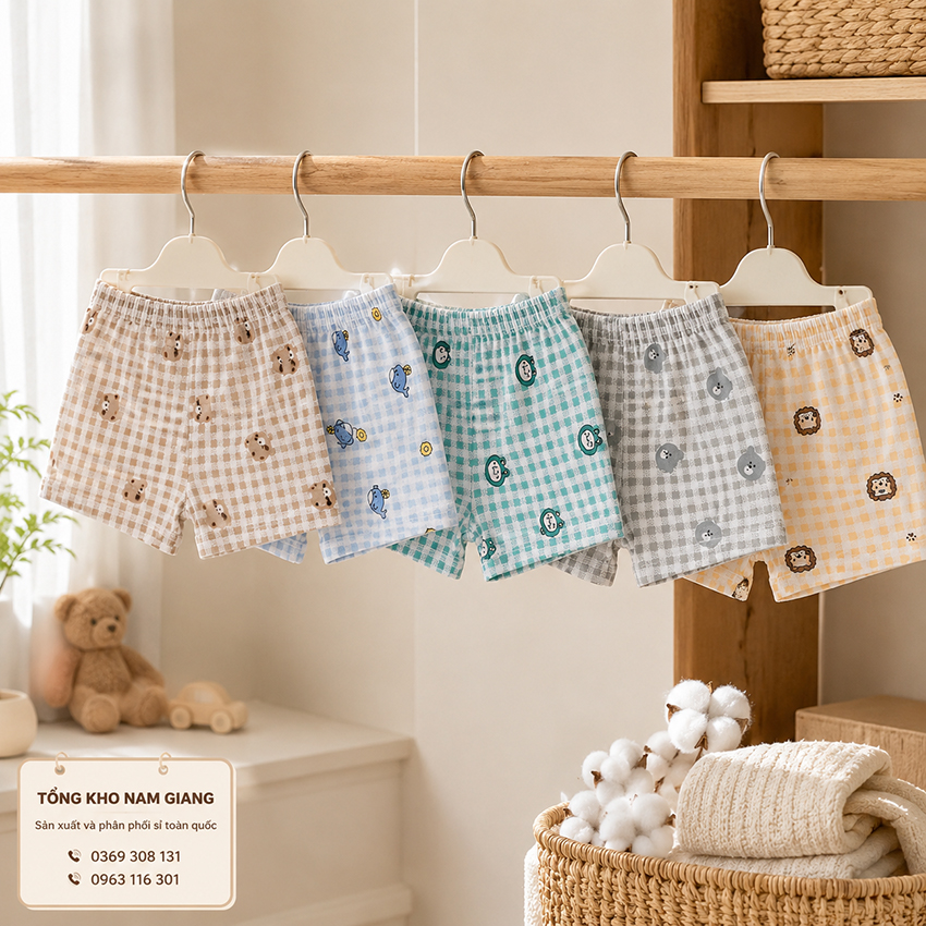Quần đùi sơ sinh thun lạnh VTkids VTQ7